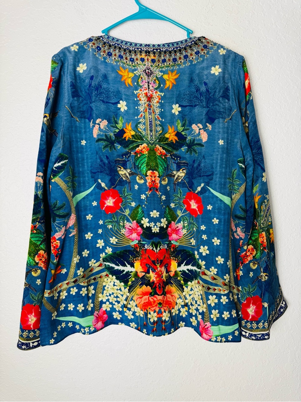 Camilla Women's Blouse Faraway Florals Silk Crepe Flare Sleeves Size Large - Picture 5 of 14